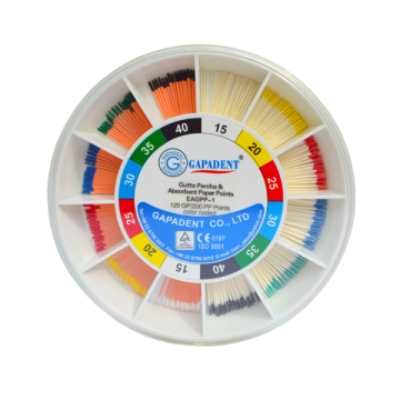 Conuri Gutaperca 120 Buc/Cut + Hartie 200 Buc/Cut. Asortate Seria 1 GAPADENT