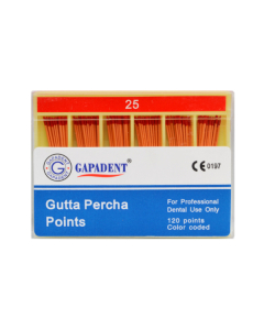 Conuri Gutaperca 120 Buc/Cut Nr.25 Rosu GAPADENT