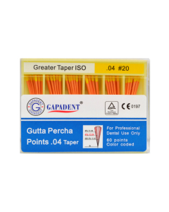 Conuri Gutaperca Taper 60 Buc/Cut 04 Nr.20 Galben GAPADENT